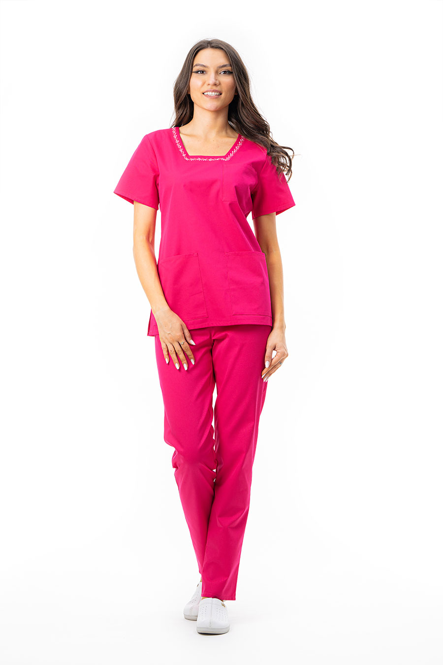 costum medical brodat ciclam cfb01 6 uni costum medical brodat ciclam cfb01 6 uni
